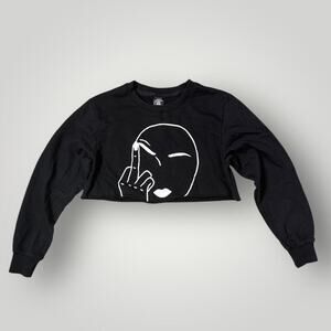 Upsoar Family Graphic Crop Sweatshirt Dracula Print Long Sleeve Top Size M